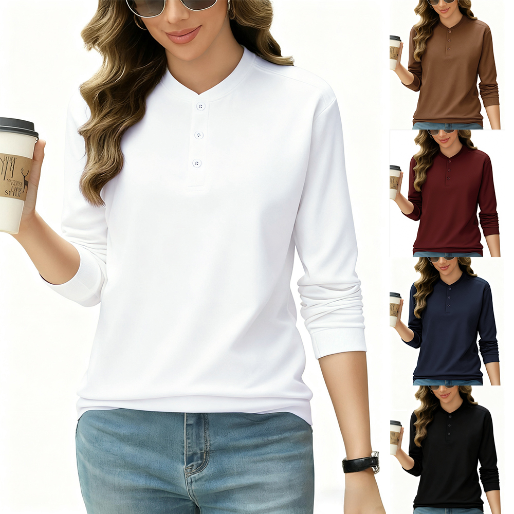 Undershirt Crew Neck - 2026 NEW Solid Cotton Henley Shirt