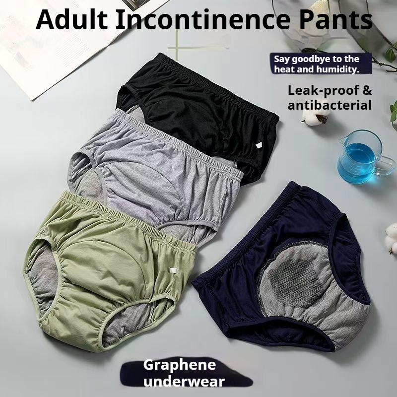 Boxer Brief Pack Cotton - Graphene Antibacterial Adult Diaper Pants Leak-Proof