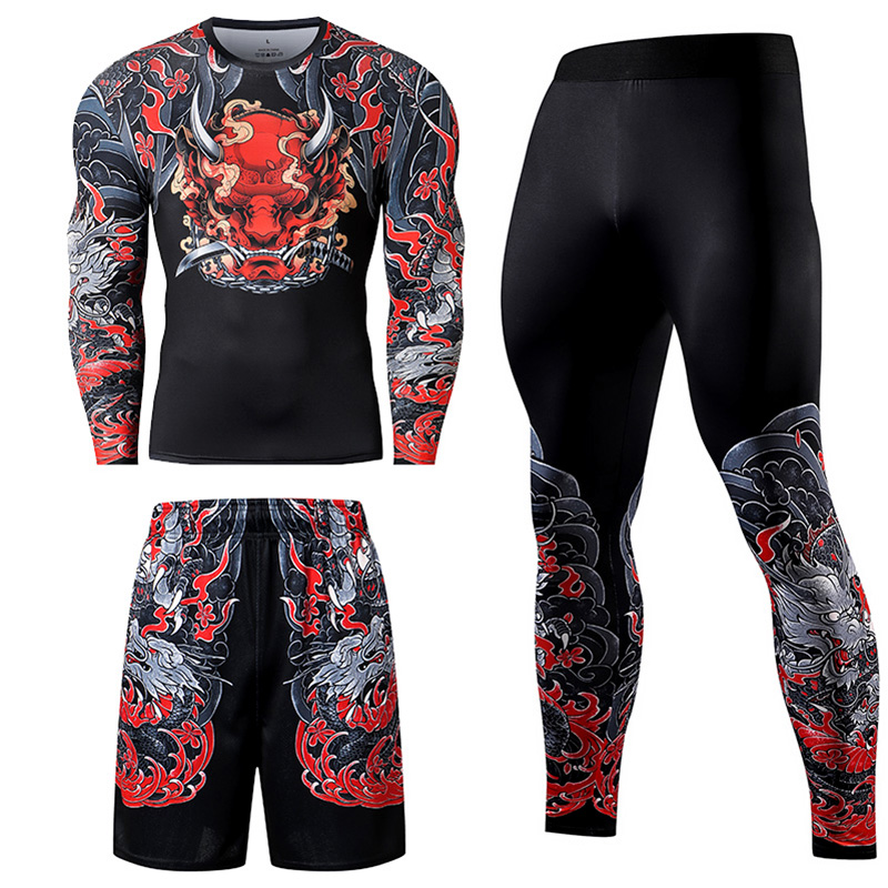 Compression Long Pant - 2/3PCS Men Jiu jitsu Tracksuit Compression