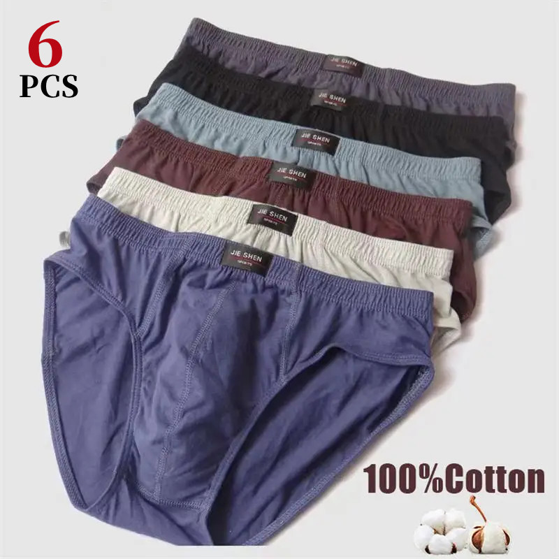 Boxer Brief Pack Cotton - 6Pcs/Men's Underwear Cotton Middle-aged Men's Briefs