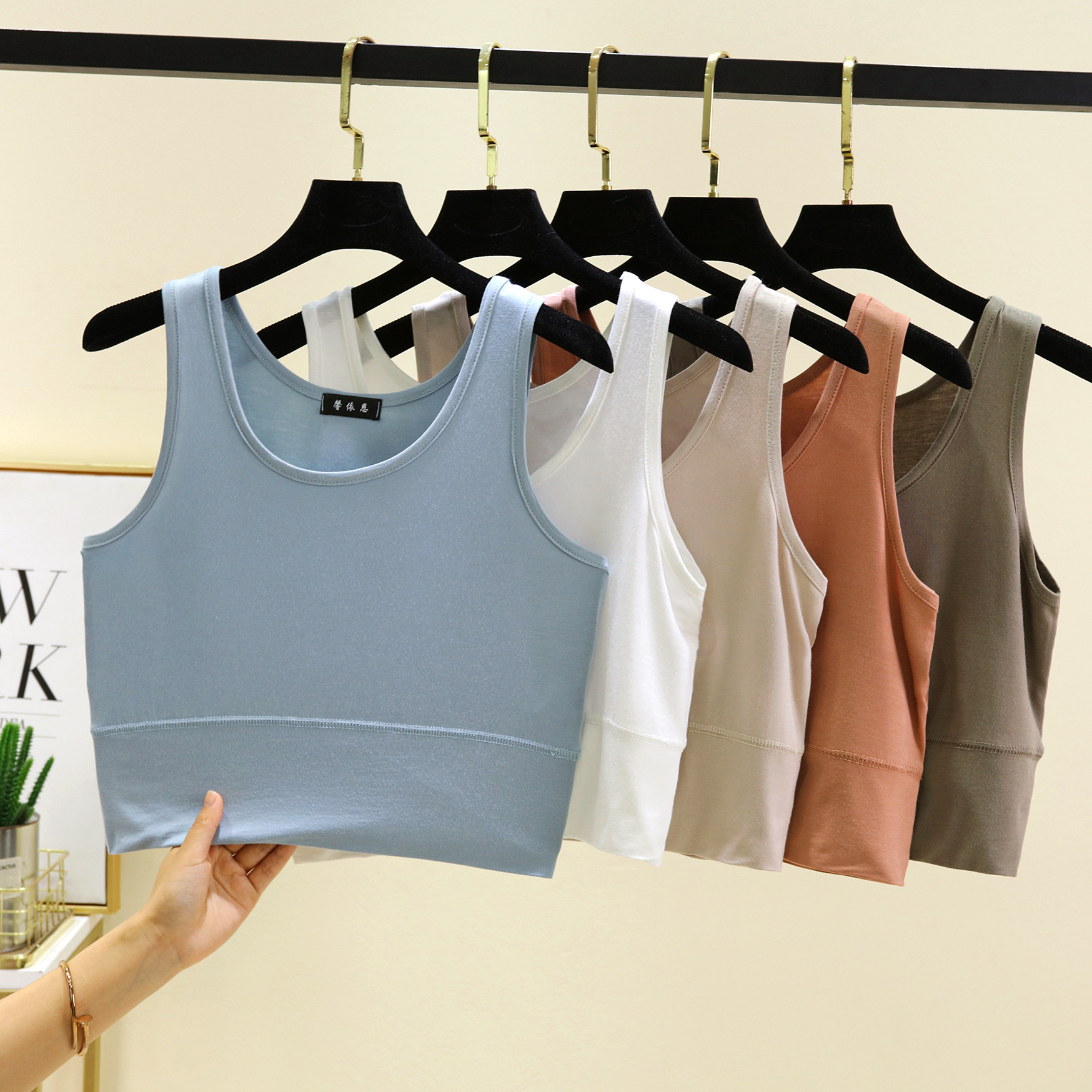 Sleeveless Undershirt - Modal O Neck cropped top Elastic