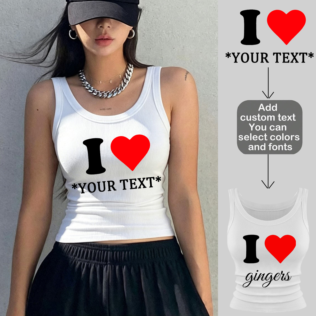 Tank Top Ribbed - Personalization Custom Sleeveless Summer Womens Casual