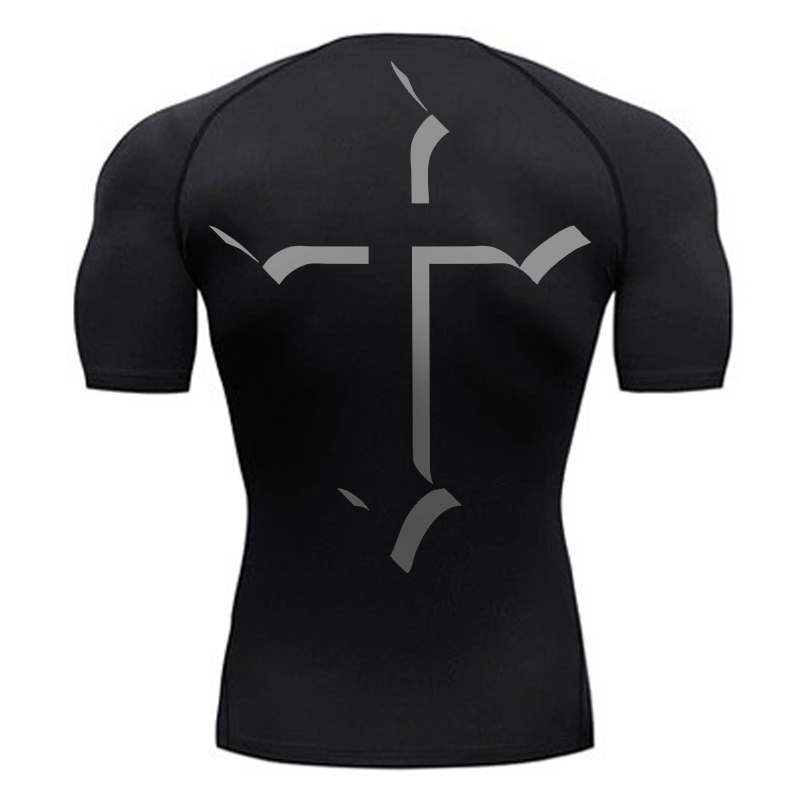 Base Layer Top - Cross Print Compression Shirt for Men
