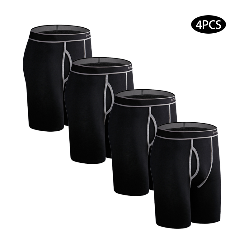 Boxer Brief Pack Cotton - 4pcs Long Cotton Underwear Man Boxers