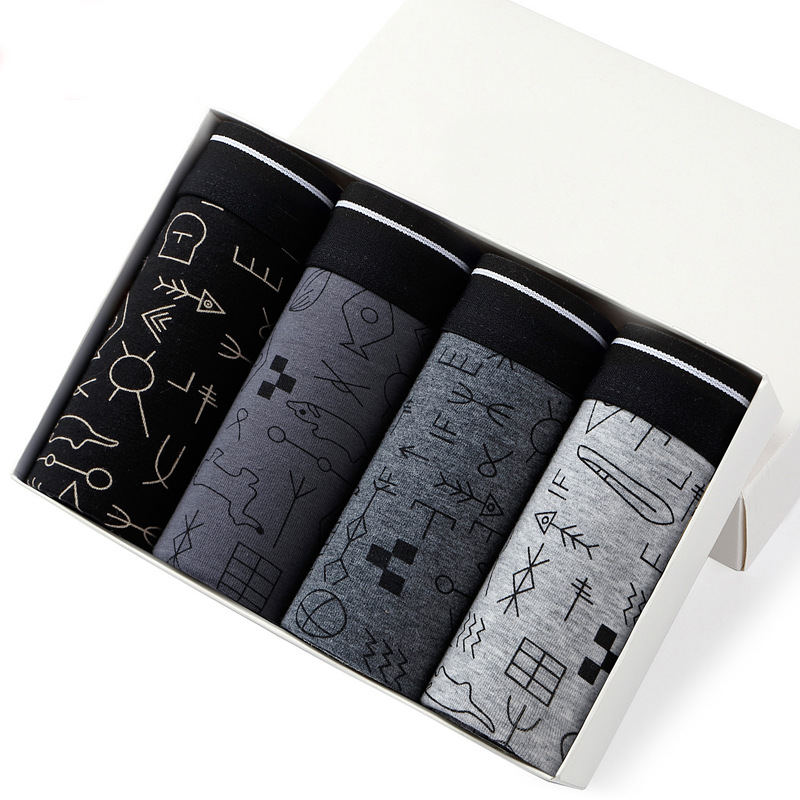 Boxer Brief Pack Cotton - 4pcs Men's Panties Sexy Shorts Cotton