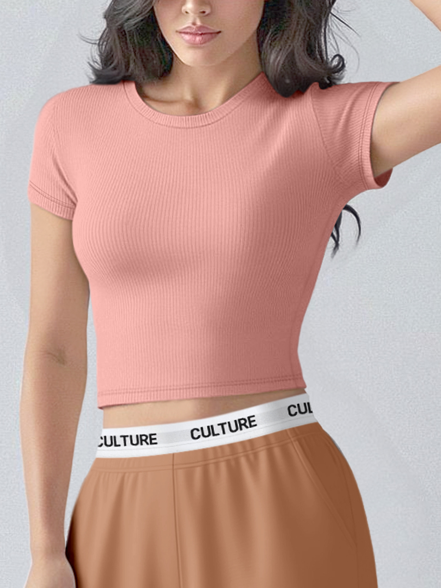 Undershirt Crew Neck - Versatile Ribbed Crew‑Neck Crop Inner Top,