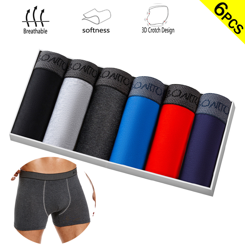 Multi Pack Underwear - 6pcs/pack Boxer Briefs Solid Color Men's
