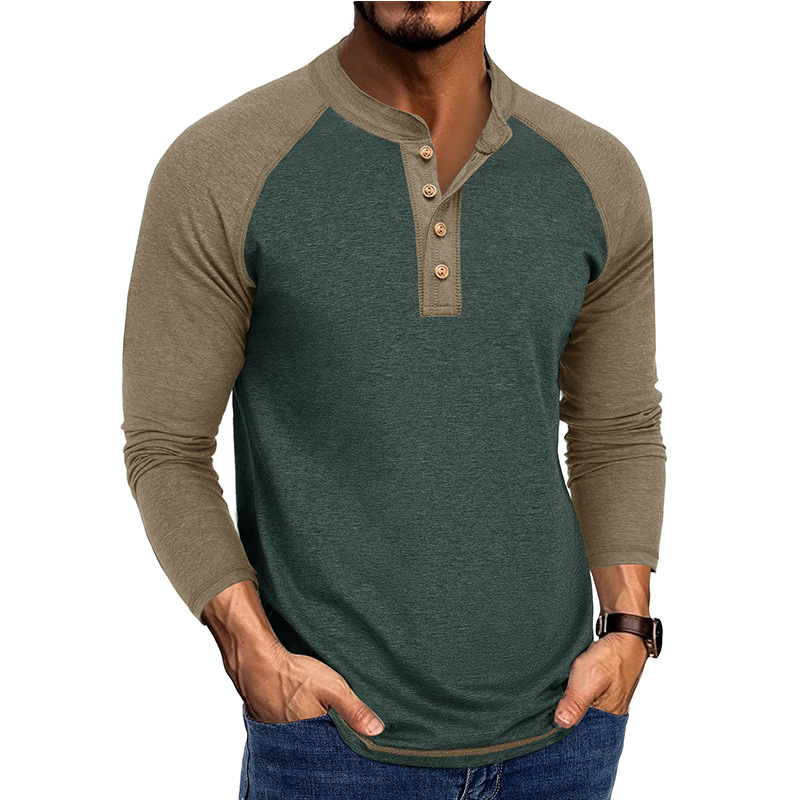 Base Layer Top - Men's New Long Sleeve Henley Shirt