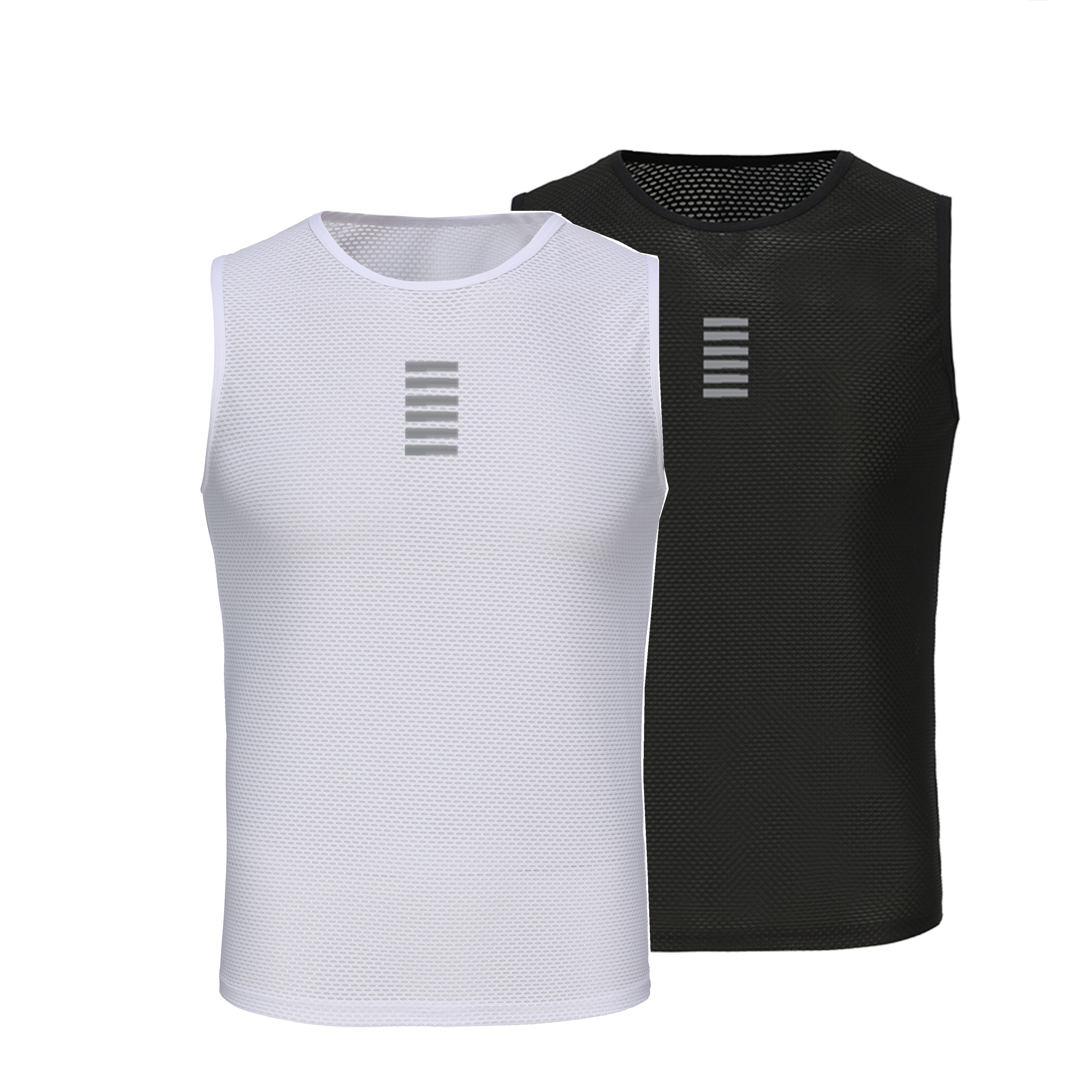 Sleeveless Undershirt - Cycling Reflective Base Layer Underwear White