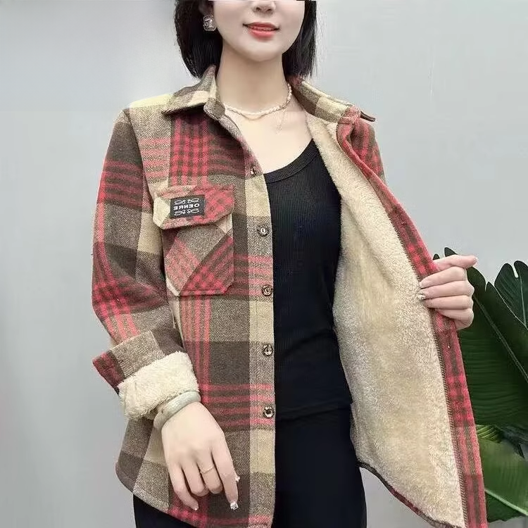 Thermal Long John - Thickened Fleece Flannel Plaid Women's Shirt