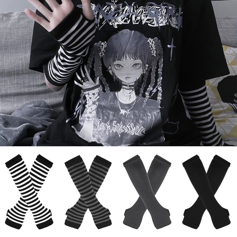 Thermal Long John - Women Long Sleeve Gothic Striped Fingerless
