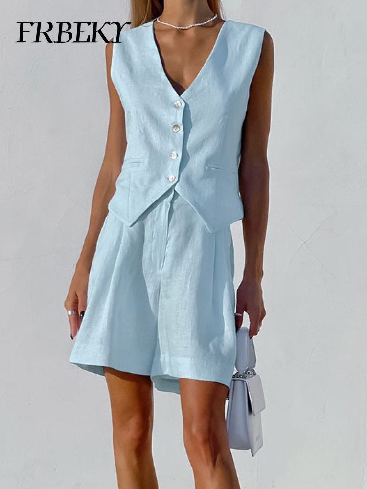 New Cotton Linen Vest Short Se - огляд і ціна Sleeveless Undershirt