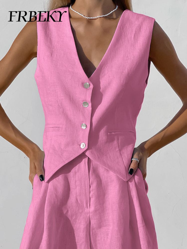 New Cotton Linen Vest Short Se - огляд і ціна Sleeveless Undershirt