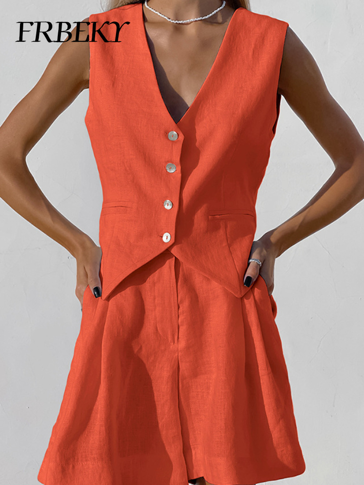 New Cotton Linen Vest Short Se - огляд і ціна Sleeveless Undershirt