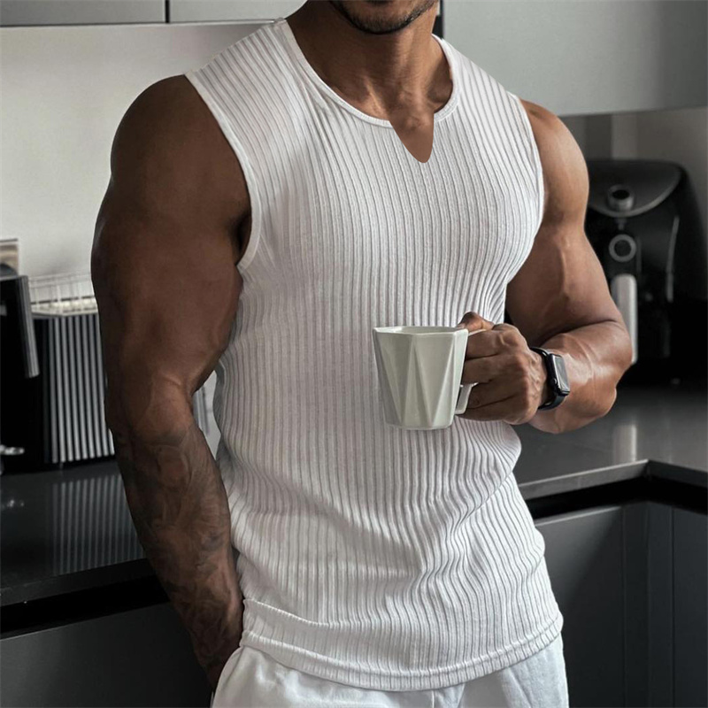 Summer New men V-neck Vest str - огляд і ціна Undershirt Crew Neck
