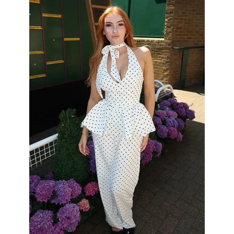 BKQU Halter Elegant Dot Print  - огляд і ціна Suspender Tank Top