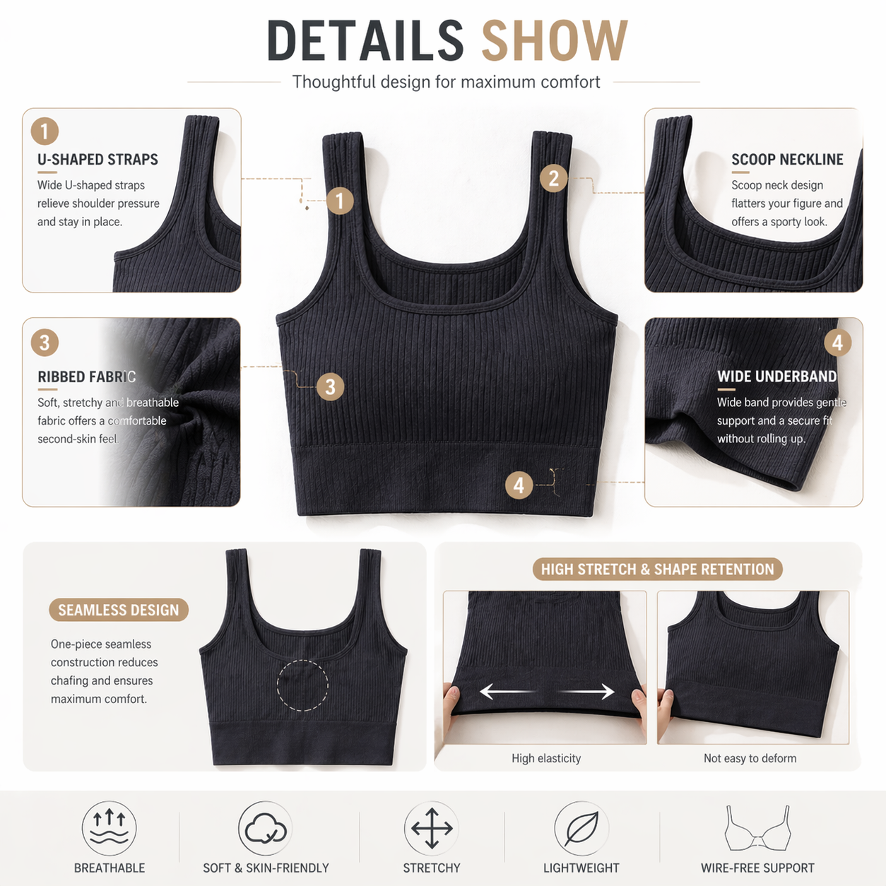 Women Seamless Ribbed Crop Top - огляд і ціна Tank Top Ribbed