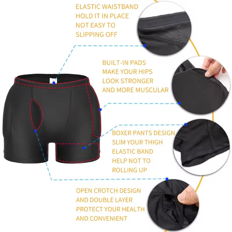 Men Padded Hip Enhancer Booty  - огляд і ціна Boxer Brief Pack Cotton