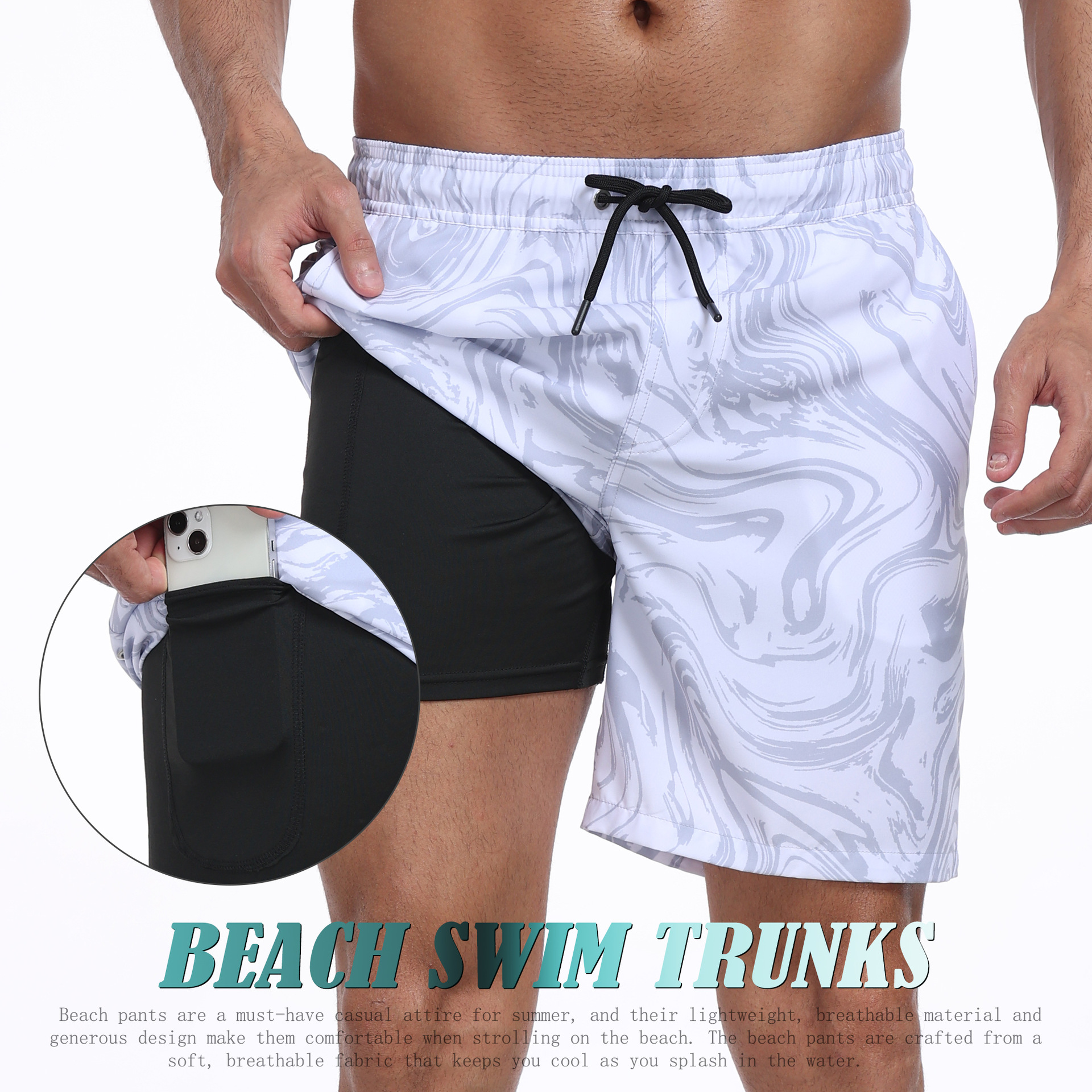 Mens Shark Pattern 2 in 1 Boar - огляд і ціна Long Leg Trunk Men