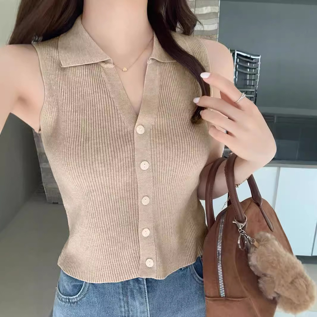 Sweet Lapel Slim Fit Tank Top  - огляд і ціна Sleeveless Undershirt