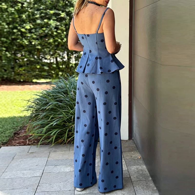 Vintage Dot Print Chambray Two - огляд і ціна Suspender Tank Top
