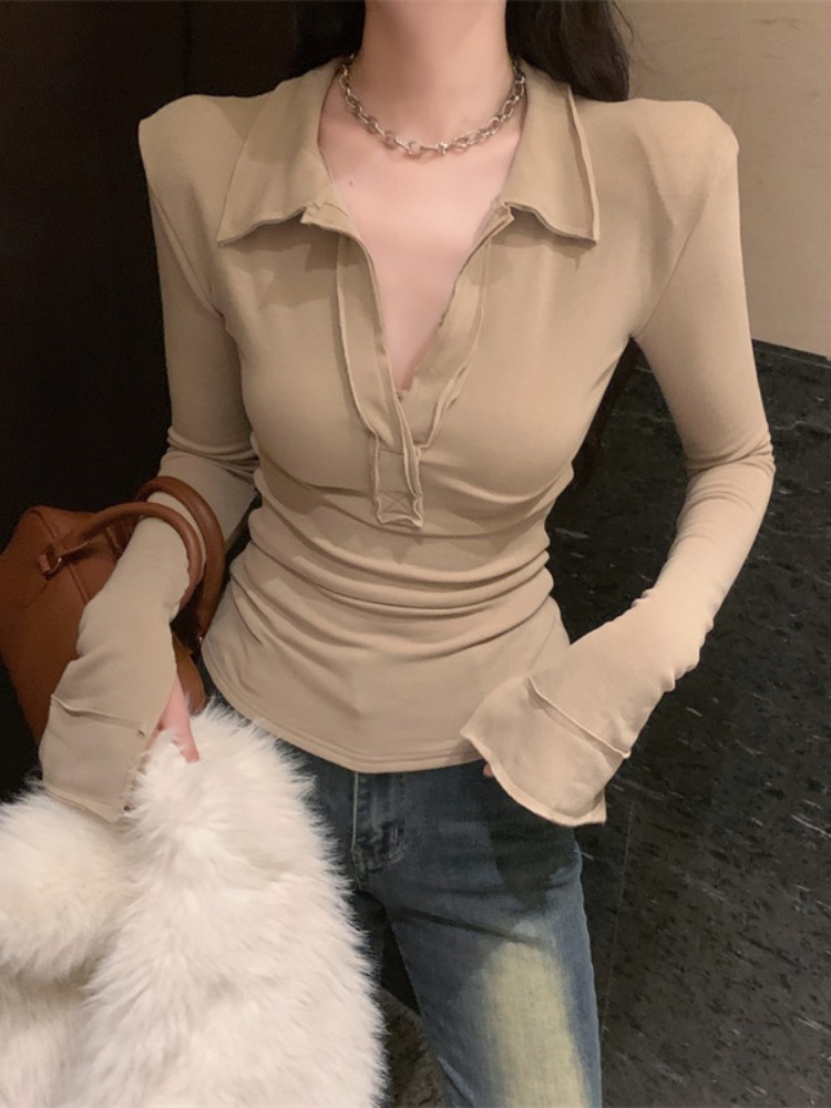 Slim Fit Long Sleeve V-Neck  C - огляд і ціна T Shirt Tight Fit