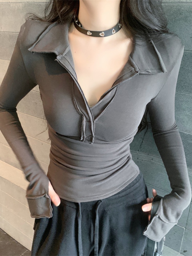 Slim Fit Long Sleeve V-Neck  C - огляд і ціна T Shirt Tight Fit