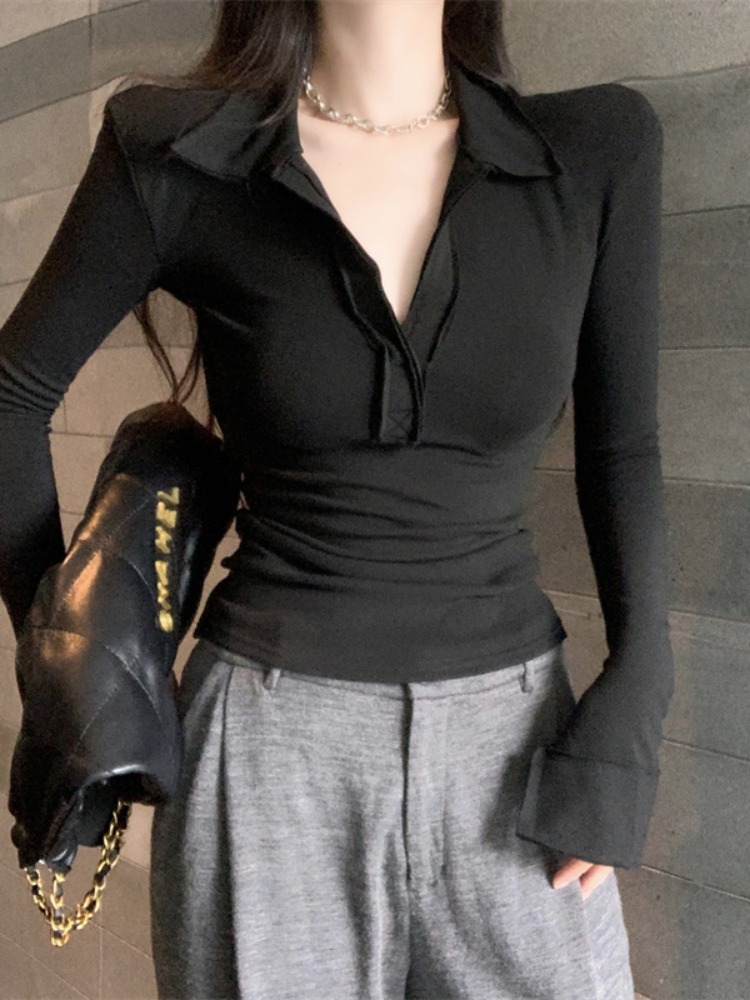Slim Fit Long Sleeve V-Neck  C - огляд і ціна T Shirt Tight Fit