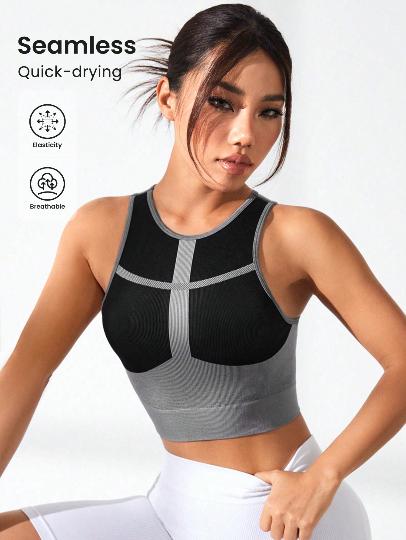 Women Color Block Cross Line R - огляд і ціна Tank Top Ribbed
