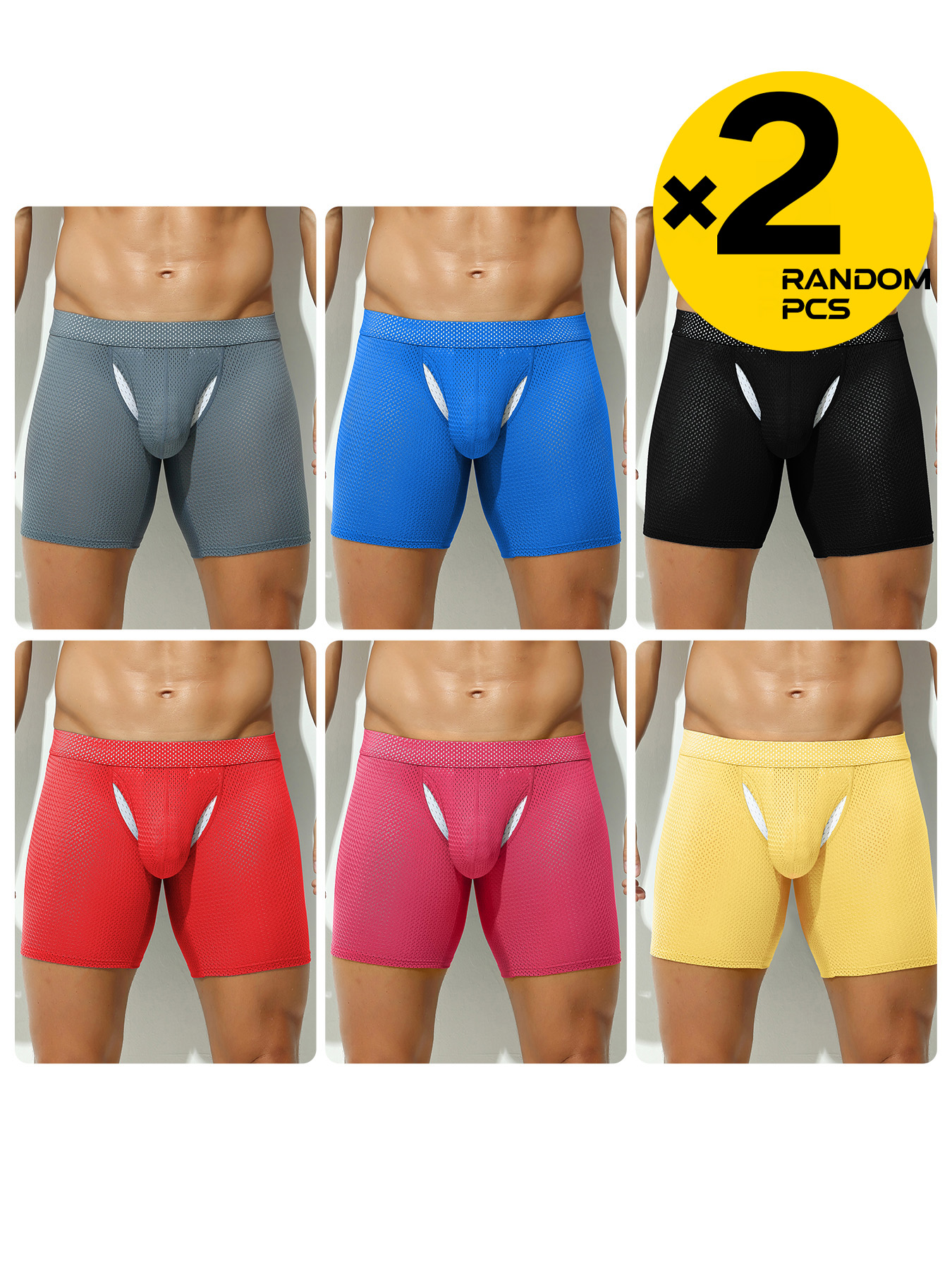 2Pcs Long Leg Men's Mesh Under - огляд і ціна Mesh Sport Boxer