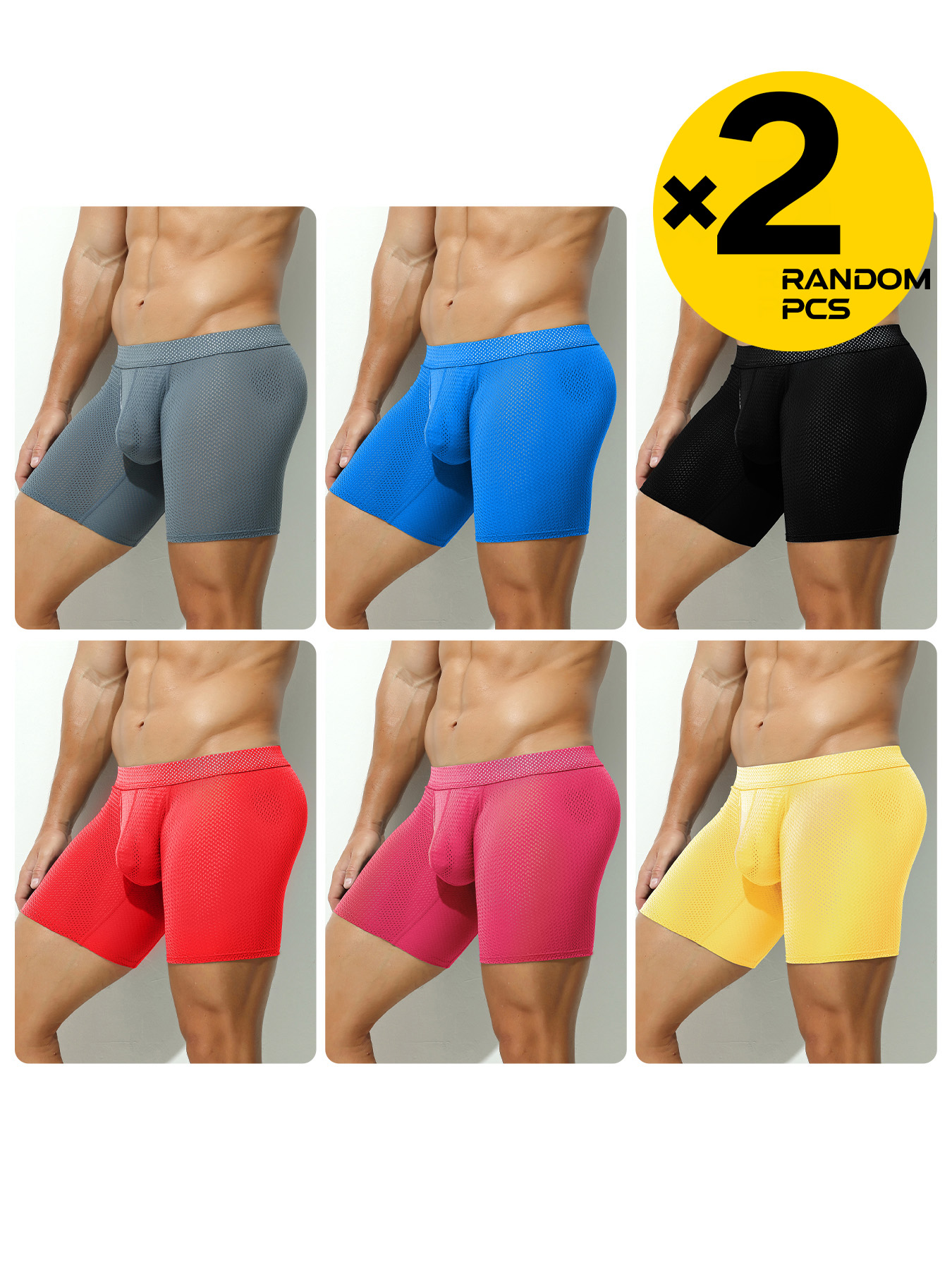 2Pcs Long Leg Men's Mesh Under - огляд і ціна Mesh Sport Boxer