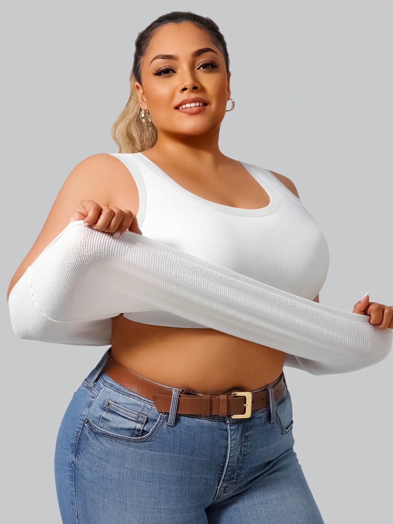 Plus Size Women's Solid Ribbed - огляд і ціна Tank Top Ribbed