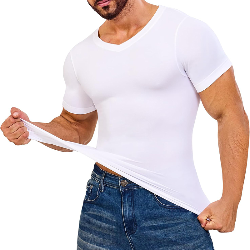 Men V Neck Compression Shirts  - огляд і ціна Undershirt Crew Neck