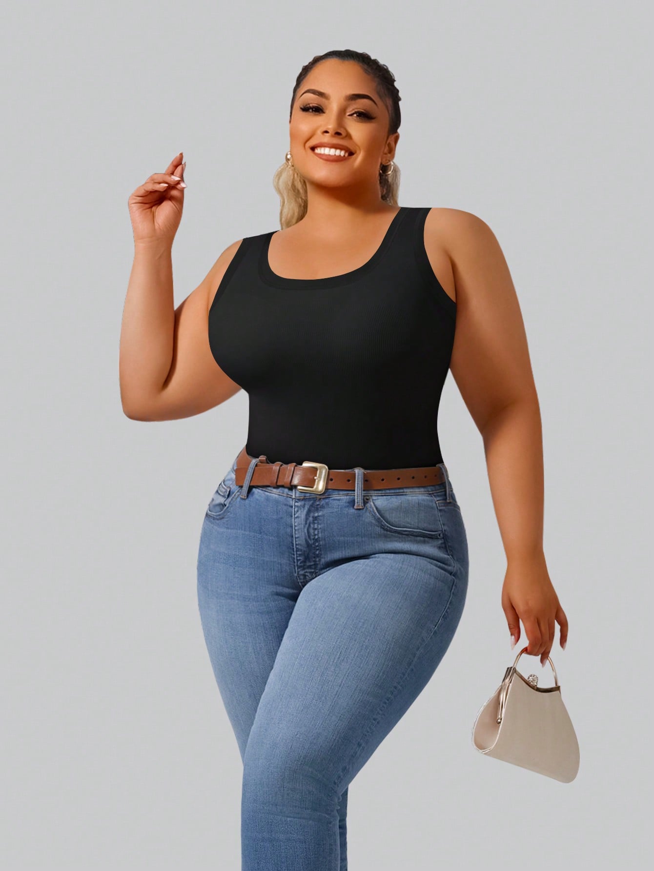 Plus Size Women's High Stretch - огляд і ціна Tank Top Ribbed