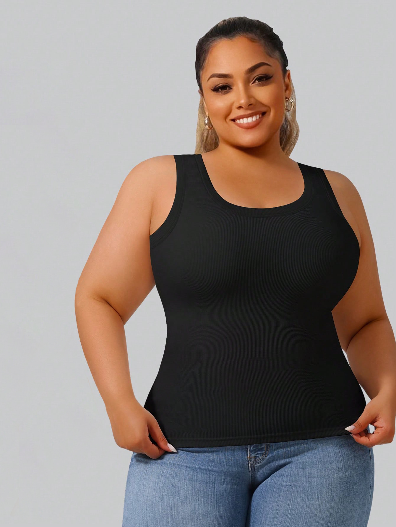 Plus Size Women's High Stretch - огляд і ціна Tank Top Ribbed