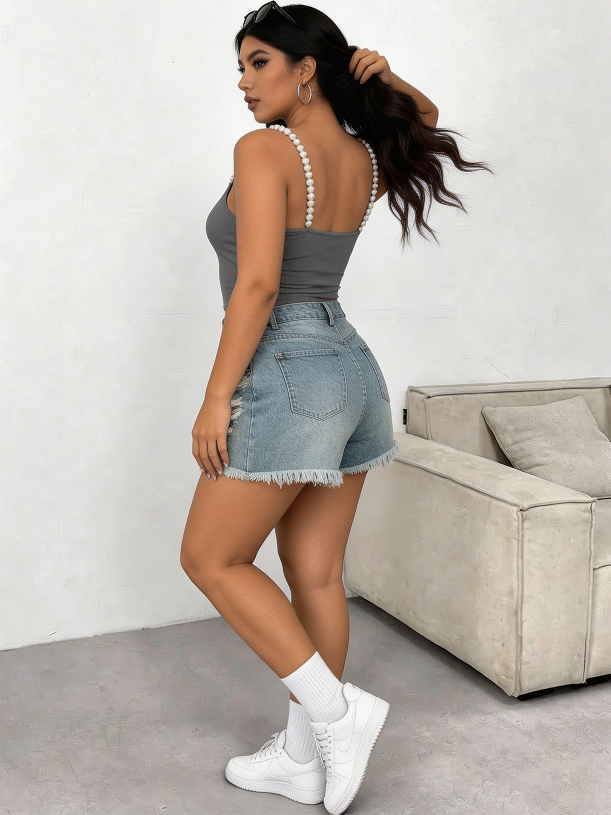 Plus Size Square Neck Pearl St - огляд і ціна Tank Top Ribbed